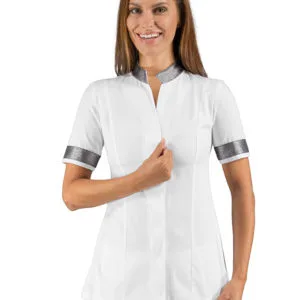 Casacca Hibiscus mezza manica - Isacco (bianco + lurex silver)