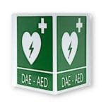CARTELLO BIFACCIALE DAE-AED 29X36 CM PER DEFIBRILLATORE