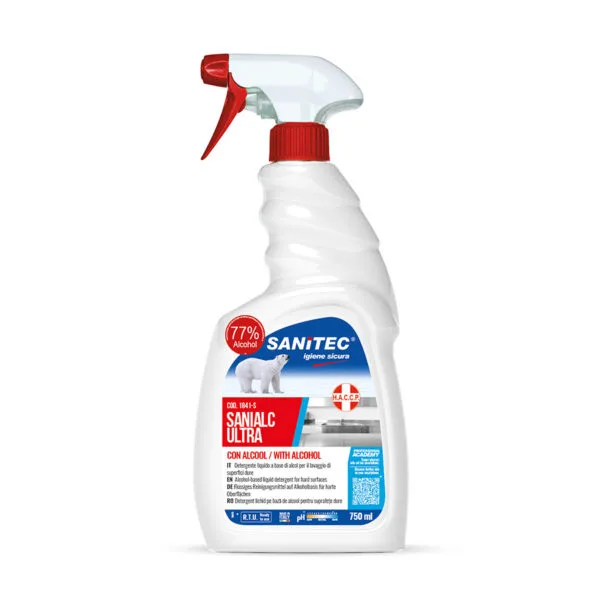 SANIALC ULTRA  Detergente liquido a base di alcol per il lavaggio di superfici dure