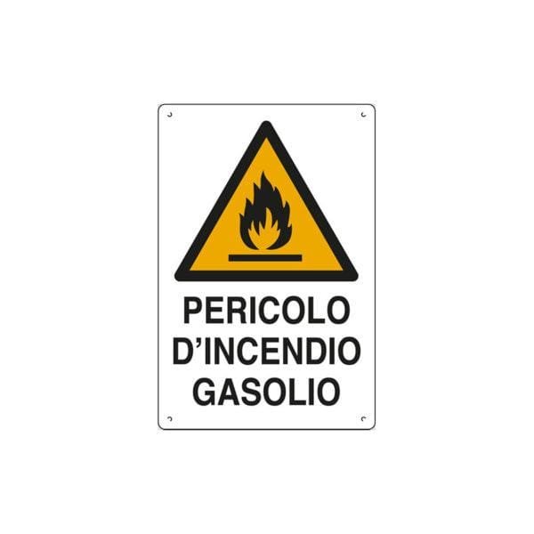 Cartello "PERICOLO D'INCENDIO GASOLIO"