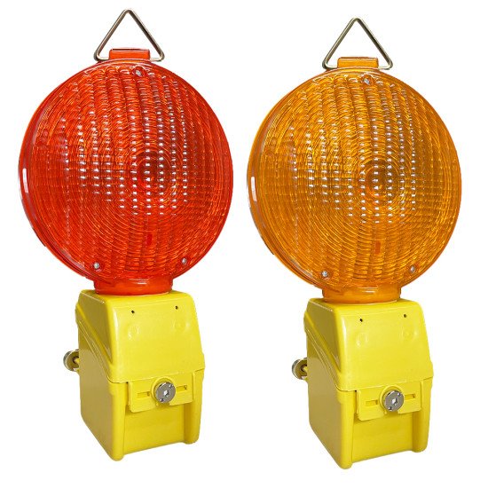 LAMPADA LAMPEGGIANTE STRADALE DA CANTIERE CREPUSCOLARE A BATTERIA