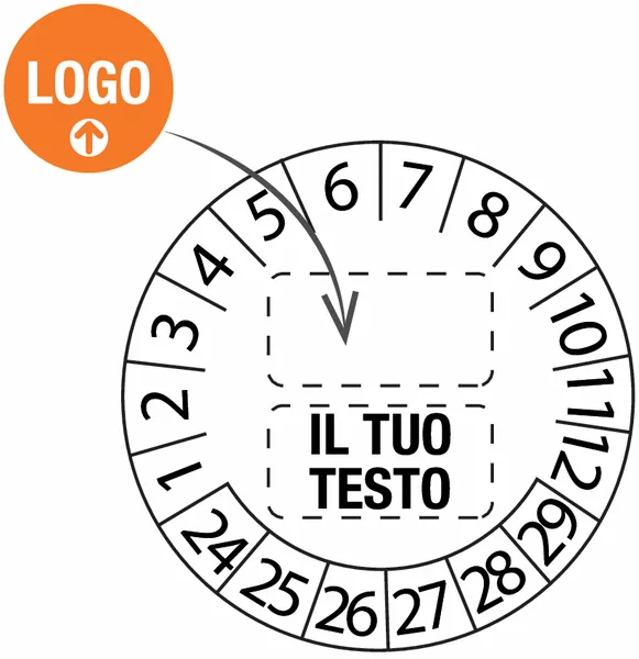 Bollini datario rotondi adesivi personalizzabili 25x25 mm (confezione da 15) - immagine 2
