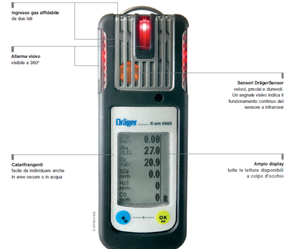 Dräger X-am® 5600 Dispositivo di rilevazione multigas (sensori e batterie escluse)