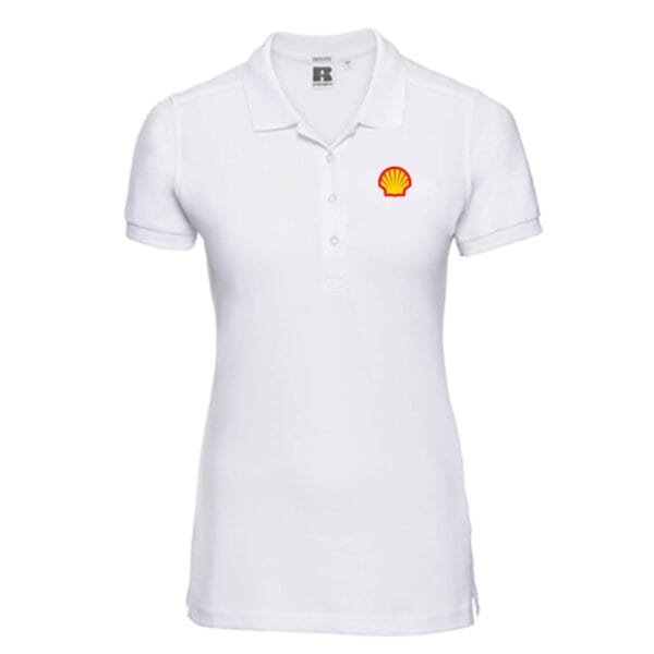 Polo Pique' donna stretch manica corta Bianca