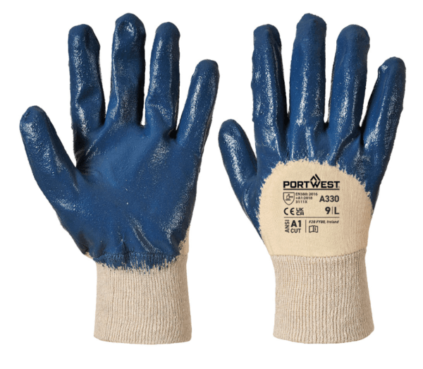 Guanti in Nitrile con polso in maglia Blu navy