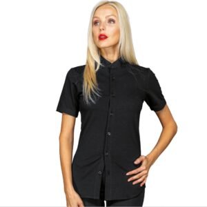 CAMICIA PORTORICO UNISEX JERSEY M/M NERO 97% COTTON 3% SPANDEX