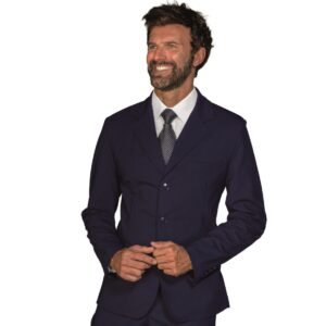 GIACCA CLEVELAND BLU STRETCH LANA 54% POLYESTER 44% WOOL (LANA) 2% SPANDEX